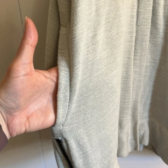 Free People Highway Slub Knit Vest Size S Light Gray Longline Zip Front - Picture 4 of 10